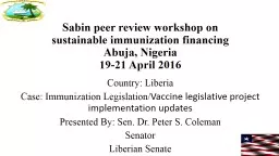 Sabin peer review workshop on sustainable immunization financing
