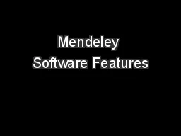 Mendeley Software Features