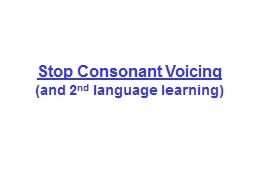 Stop Consonant Voicing
