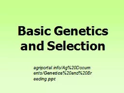 Basic Genetics  and Selection