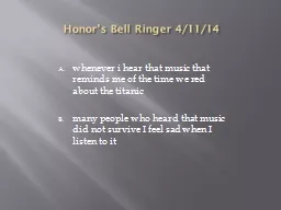 Honor’s Bell Ringer 4/11/14