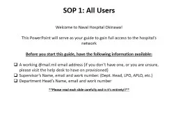 SOP 1: All Users Welcome to Naval Hospital Okinawa!