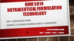 HHM 5014 NUTRACEUTICAL FORMULATION TECHNOLOGY