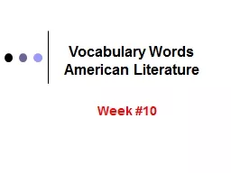 Vocabulary Words American Literature