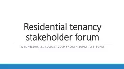 Residential tenancy stakeholder forum