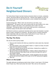 Do it yourself neighborhood dinners