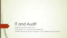 IT and Audit Building a Security Aware Culture