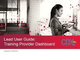 Lead User Guide: Training Provider Dashboard