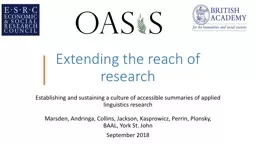 Extending the reach of research