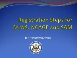 Registration Steps for DUNS, NCAGE and SAM
