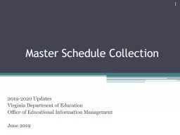 Master Schedule Collection