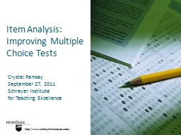 Item Analysis:  Improving Multiple Choice Tests