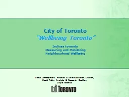 City of Toronto “Wellbeing Toronto”