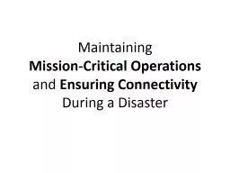 Maintaining  Mission-Critical Operations
