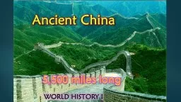 Ancient China  World History I
