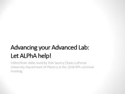 Advancing your Advanced Lab: