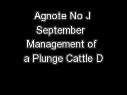 Agnote No J September  Management of a Plunge Cattle D