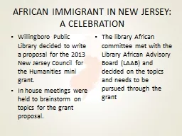 AFRICAN IMMIGRANT IN NEW JERSEY: