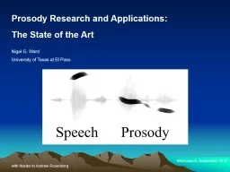 Prosody Research and Applications: