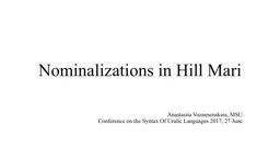 Nominalizations in Hill Mari