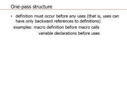 One-pass structure definition