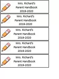 Mrs. Richard’s  Parent Handbook