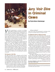 October  NYSBA Journal Jury Voir Dire in Criminal Ca