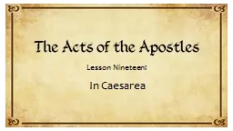 Lesson Nineteen: In Caesarea