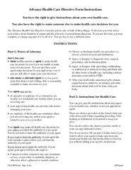 Advance Health Care Directive Form Instructions  You h