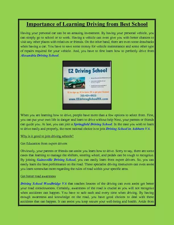 PDF-Importance of Learning Driving from Best School