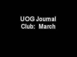  UOG Journal Club:  March