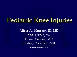  Pediatric Knee Injuries Alfred A. Mansour, III, MD
