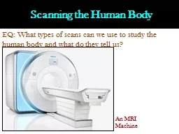  Scanning the Human Body EQ: What types of scans can we use to study the human body and