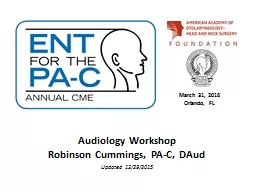 Audiology Workshop Robinson Cummings, PA-C, 