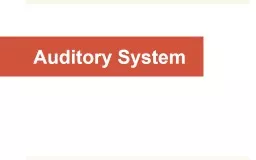  Auditory System Objectives