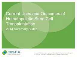 Current Uses and Outcomes of Hematopoietic Stem Cell Transplantation