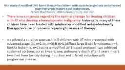    Pilot  study of modified LMB-based therapy for children with 