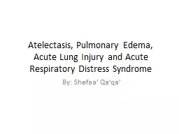  Atelectasis, Pulmonary Edema, Acute Lung Injury and Acute
