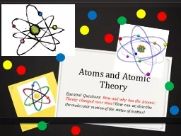  Atoms and Atomic Theory Essential Questions: 