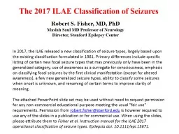  The 2017 ILAE Classification of Seizures