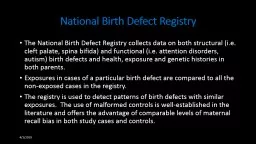  National Birth Defect Registry