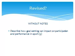  WITHOUT NOTES Describe how goal setting can impact on participation and performance in