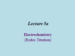  Lecture 5a Electrochemistry