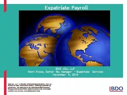  Expatriate Payroll BDO USA, LLP
