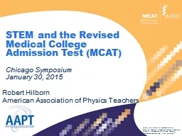  STEM and the Revised Medical College Admission Test (MCAT)