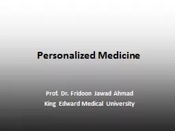  Personalized Medicine Prof. Dr. 
