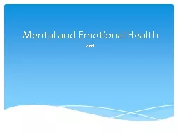  Mental and Emotional Health