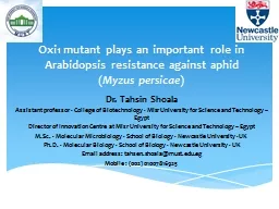  Oxi1 mutant  plays an  important role in Arabidopsis resistance against aphid (
