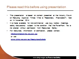  Please read this before using presentation