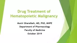    Drug Treatment of Hematopoietic Malignancy 